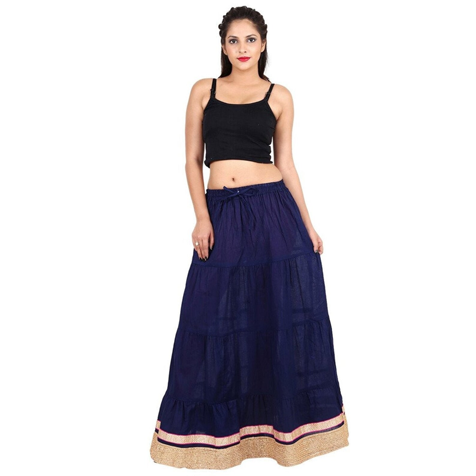 Ethnic Designer Cotton Solid Skirt lace work Maxi Skirt Womens Etsy