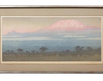 Toshi Yoshida Kilimanjaro, Morning Original Woodblock Print 90/600 Signed FRAMED