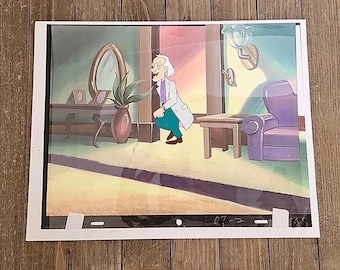 Back To The Future Hand-Painted + Drawn 12.5x10.5 Cartoon Animation Cel DeLorean