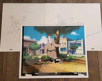 Back To The Future Hand-Painted + Drawn 12.5x10.5 Cartoon Animation Cel DeLorean