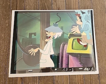 Back To The Future Hand-Painted + Drawn 12.5x10.5 Cartoon Animation Cel DeLorean