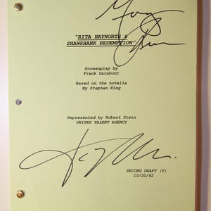 SHAWSHANK REDEMPTION Full Cast Reprinted Signed Movie Script | Morgan Freeman Tim Robbins | autographed