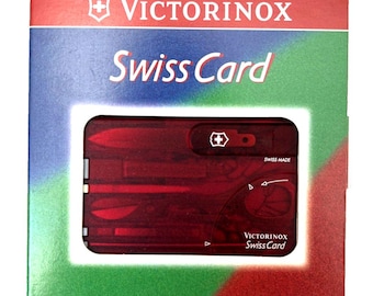 NEW Victorinox Swiss Army Knife Classic SwissCard Card 10 Tools RED Switzerland