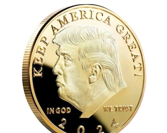 Goldene Trump-Wiederwahlmünze 2024 | Acryl-Vitrine | Patriotisches Erinnerungsstück | Wiederwahl USA MAGA Amerika | Attentat
