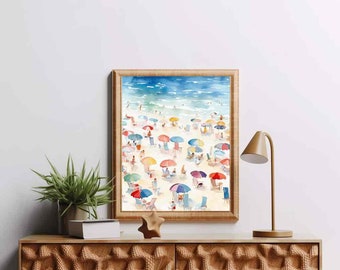 Digital Print Colorful Beach Abstract Watercolor