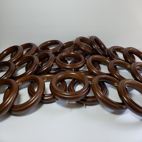 Vtg Kirsch Coffee Wooden Curtain Rings Set Of 31 Etsy