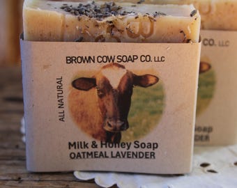 Milk and Honey Natural Bar Soap-Oatmeal Lavender Soap--Handmade in Ohio -USA
