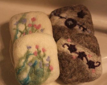 Natural Wool Felted Milk and Honey Soap Bars-Made in Ohio-USA