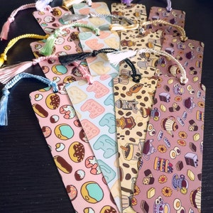 Tea party patterned bookmark with tassel