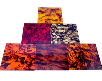 Full Sets of Acrylic (PMMA) Translucent Inking Sheets with All 6 Available Colors, One of Each in 5 Available Sizes!