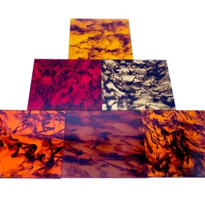 Full Sets of Acrylic (PMMA) Translucent Inking Sheets with All 6 Available Colors, One of Each in 5 Available Sizes!