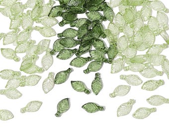 100pcs Acrylic Leaf Loose Beads, Mini Tree Leaf Beads for DIY Jewelry Making, Necklace Bracelet Earring Supplies