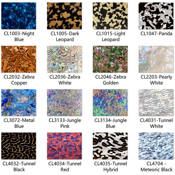 Acrylic (PMMA) Celluloid Sheets, 3.0mm Thickness (.118"), 13 Colors/3 Sizes Available!