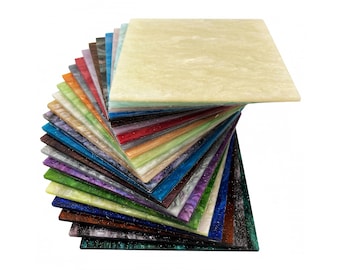 Full Sets of Acrylic (PMMA) Ripple Glittering Sheets with All 25 Available Colors, One of Each in 6 Available Sizes!