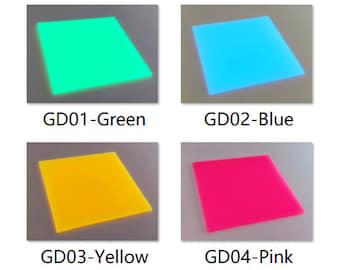 Glow-in-dark Acrylic Color Sheets, 3.0mm Thickness (.118"), 4 Colours/3 Sizes Available!