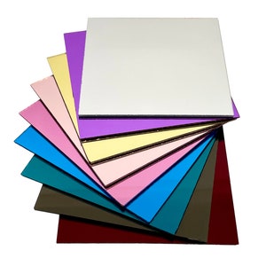 Full Sets of Acrylic (PMMA) One-Sided Colour 1.5mm (1/17") Mirrors with All 9 Available Colors, One of Each in 5 Available Sizes!