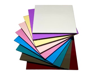 Full Sets of Acrylic (PMMA) One-Sided Colour 1.5mm (1/17") Mirrors with All 9 Available Colors, One of Each in 5 Available Sizes!