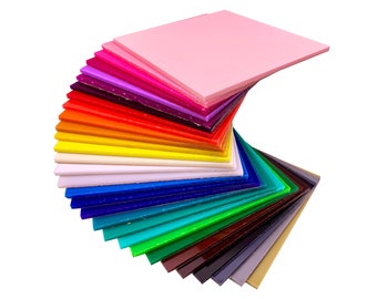 Full Sets of Acrylic (PMMA) Opaque/Pastel Color Sheets with All 34 Available Colors, One of Each in 5 Available Sizes!