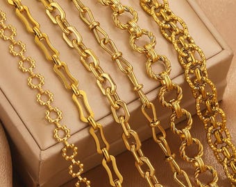 1 Meter PVD Gold Plated Stainless Steel Chain | Thick Heavy Large Link Chain for Necklace & Bracelet | DIY Jewelry Making Supply