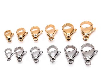 304 Stainless Steel Lobster Claw Clasps 9-15mm | Vacuum Plated | Steel/Gold/Rose Gold | Bracelet Necklace Jewelry Findings