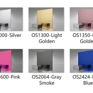 Acrylic (PMMA) One-Sided Mirrors, 2.8mm Thickness (.11"), 7 Colors/3 Sizes Available!
