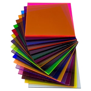 Full Sets of Acrylic (PMMA) Tinted Color Sheets with All 18 Available Colors, One of Each in 5 Available Sizes!