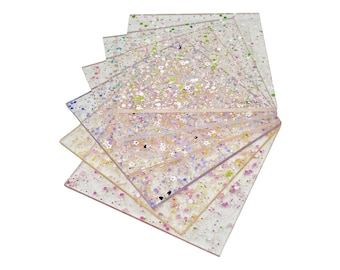 Full Sets of Acrylic (PMMA) 2-Sided Petal Flake Sheets with All 6 Available Colors, One of Each in 5 Available Sizes!