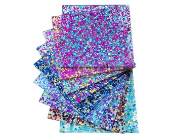 Full Sets of Acrylic (PMMA) 2-Sided Dot Chunky Glittering Sheets with All 9 Available Colors, One of Each in 5 Available Sizes!