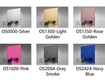 Acrylic (PMMA) One-Sided Colour Mirrors, 3.0mm Thickness (.118"), 6 Colors/11 Sizes Available!