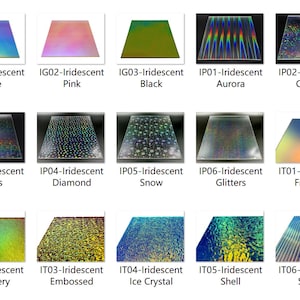 Acrylic (PMMA) Iridescent/Radiant Sheets, 3.0mm Thickness (.118"), 15 Colours/3 Sizes Available!