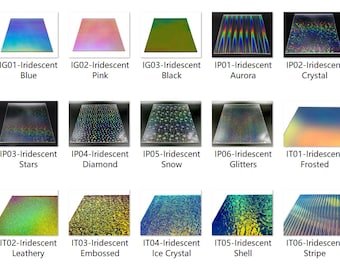 Feuilles acryliques (PMMA) irisées/radieuses, épaisseur 3,0 mm (0,118"), 15 couleurs/3 tailles disponibles !