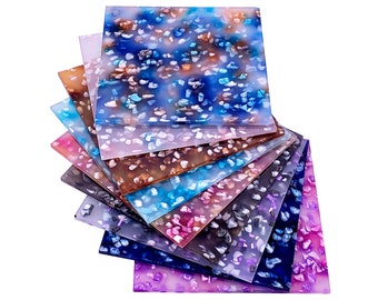 Vollständige Sets von Acryl (PMMA) Perlglanz Eiskristall Blätter mit allen 9 verfügbaren Farben, eine von jeder in 5 verfügbaren Größen!