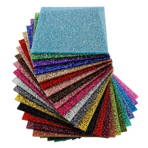 Full Sets of Acrylic (PMMA) Two-Sided Premium Glittering Sheets with All 24 Available Colors, One of Each in 5 Available Sizes!
