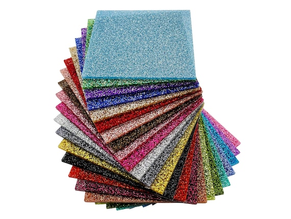 Full Sets of Acrylic (PMMA) Two-Sided Premium Glittering Sheets with All 24 Available Colors, One of Each in 5 Available Sizes!