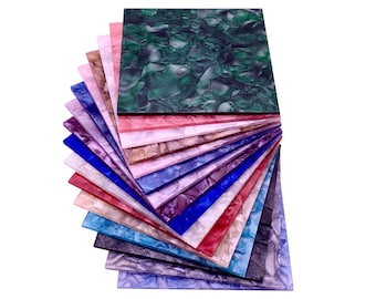 Full Sets of Acrylic (PMMA) Pearlescent Mineral Crystal Sheets with All 16 Available Colors, One of Each in 5 Available Sizes!