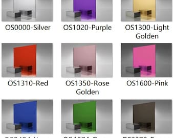 Acrylic (PMMA) One-Sided Colour Mirrors, 1.5mm Thickness (1/17"), 9 Colors/12 Sizes Available!