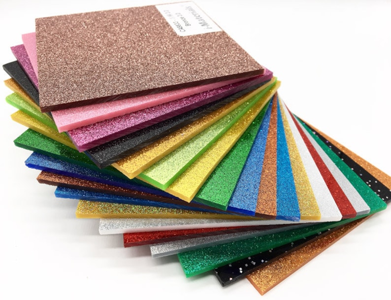 .118 3.0mm Thickness 18 Colors3 Sizes Available! One-Sided Glittering Sheets PMMA Acrylic