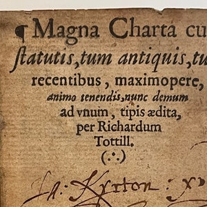 1587:  Rare Elizabethan Pocket Edition of MAGNA CARTA