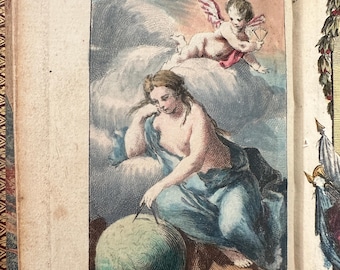 Rare 18th-Century  Hand Colored Pocket Atlas of the World