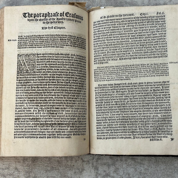 Impreso en 1552: BIBLIA EN INGLÉS Erasmo, Desiderio. Paráfrasis. Muy raro