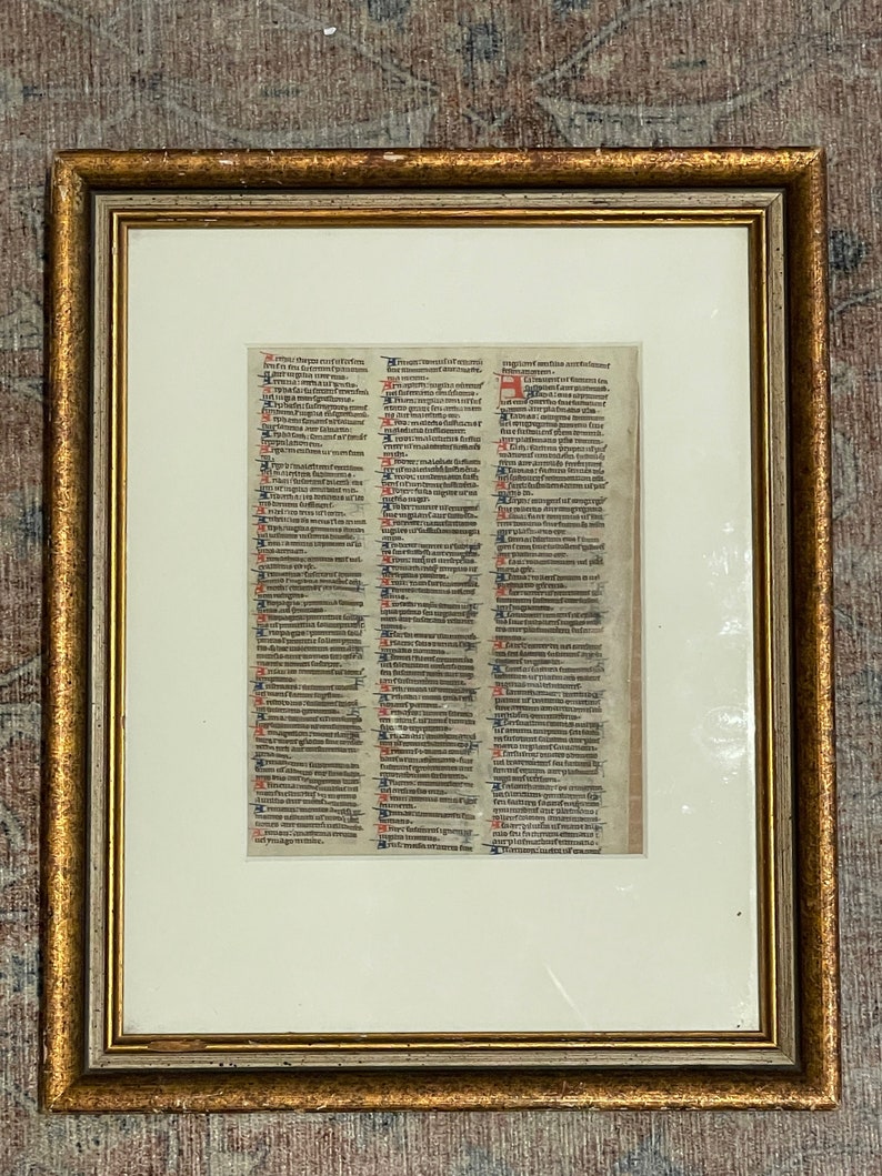 Very Rare Vellum a Leaf From a 13th Century Paris Bible Dictionary