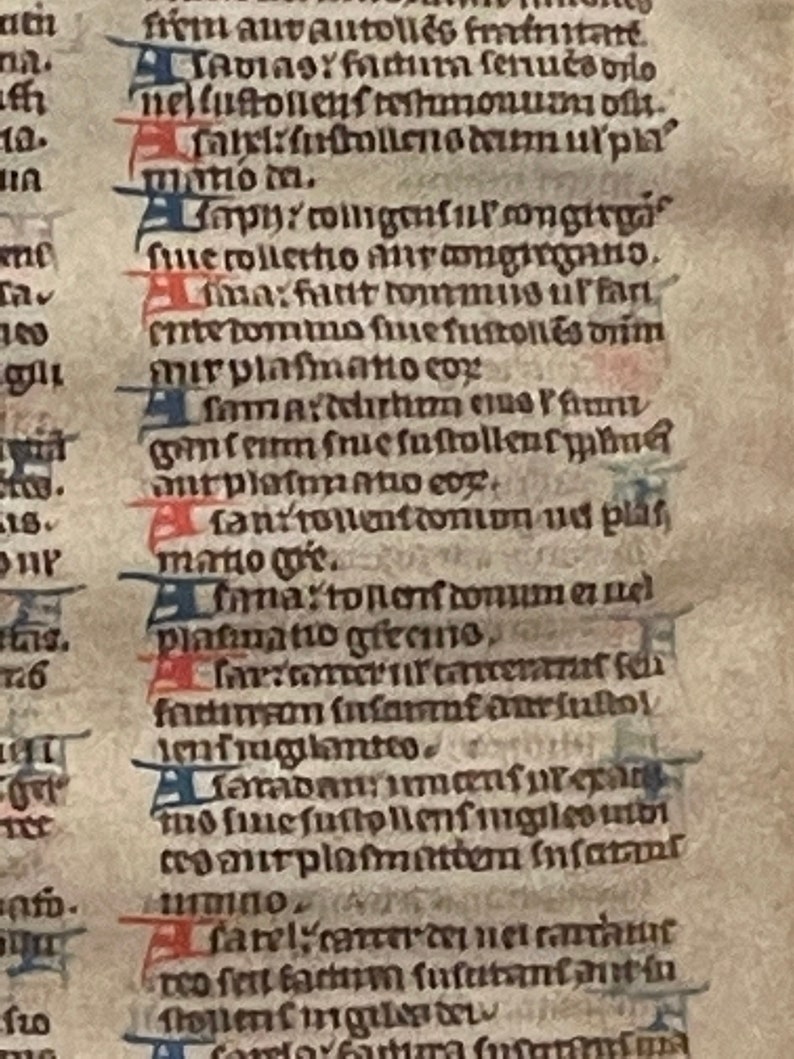 Very Rare Vellum a Leaf From a 13th Century Paris Bible Dictionary