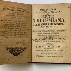 Printed 1728:  Rare Cryptography Book on the Secret Fire Writing of  Johannes Trithemius  / Occult