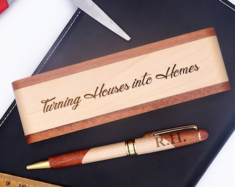 Realtor Gift - Engraved Wooden Pen Set - Closing Gift - Personalized Gift for Realtor - Engraved Pen and Case - Real Estate Agent Gift