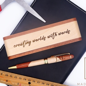 Author Gift - Engraved Wooden Pen Set - Gift for Writer - Personalized Writer Gift - Engraved Pen and Case - Author&#39;s Pen Set - Custom Pen