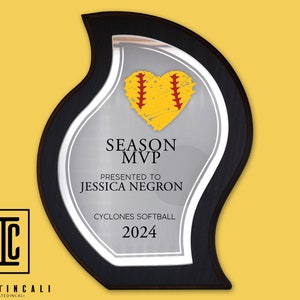 Softball Plaque, Softball Recognition Gift, Custom Softball Award, Gift for Softball Team, Season MVP Award, Team MVP Plaque, Softball Gift