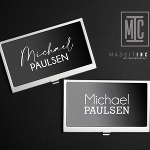 Custom Business Card Holder, Personalized Business Card Case, Office Gift, Custom Gift for Executive, Boss Gift, Black Business Card Case