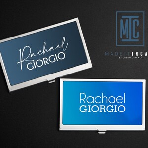 Blauw visitekaartje geval, gepersonaliseerde visitekaartje geval, kantoor cadeau, aangepaste cadeau voor executive, boss gift, realty team cadeau, business gift