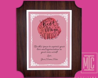 Best mom Ever Plaque, Plaque for Mom, Custom Award, Mother's Day gift, Wooden Award, Gift for Mom, Best Mom Award, Custom Plaque