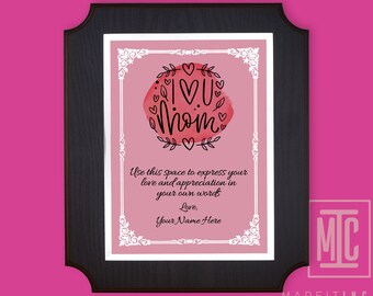 I Love You Plaque, Plaque for Mom, Custom Award, Mother's Day gift, Wooden Award, Gift for Mom, Best Mom Award, Custom Plaque, Best Mom Ever